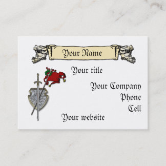 sjabloon voor zwaard, schild en banner visitekaartje