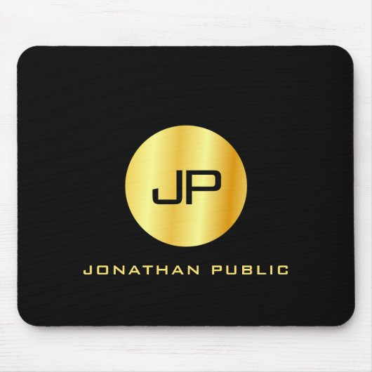 Sjabloon voor zwart en goudmonogram muismat (Voorkant)