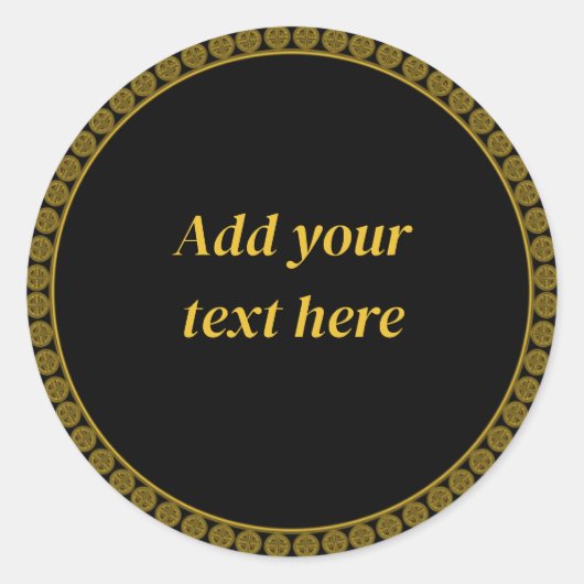Sjabloon voor zwarte en gouden elegantie ronde sticker (Voorkant)