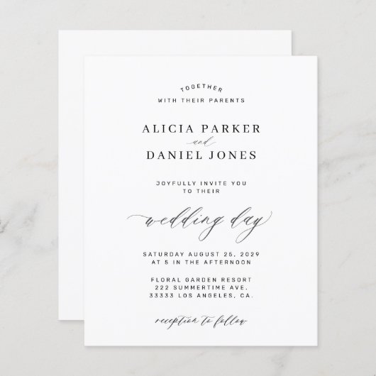 Sjabloon voor zwarte en witte bruiloft (Voorkant / Achterkant)