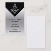 Sjabloon voor zwarte en zilveren Masonic-visitekaa Visitekaartje (Voorkant / Achterkant)