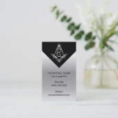 Sjabloon voor zwarte en zilveren Masonic-visitekaa Visitekaartje (Staand voorkant)