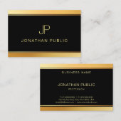 Sjabloon voor zwarte goudmonogram Glamour Modern E Visitekaartje (Voorkant / Achterkant)