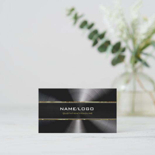 Sjabloon voor zwarte roestvrij staal & goudaccesso visitekaartje (Staand voorkant)