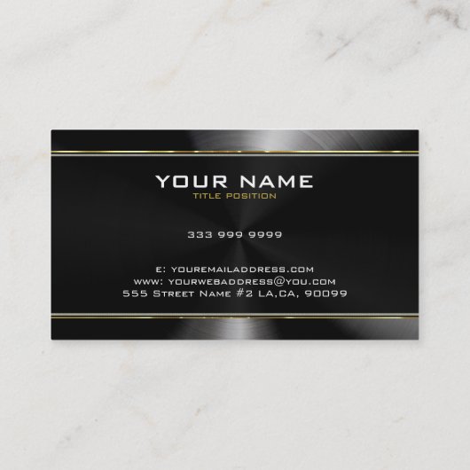 Sjabloon voor zwarte roestvrij staal & goudaccesso visitekaartje (Achterkant)