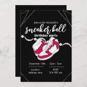 Sjabloon voor zwarte sneaker ball-uitnodigingen aa kaart (Voorkant / Achterkant)