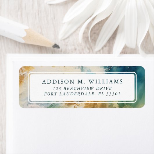  Sjabloon Waterverf Beach Return Etiket (Insitu)