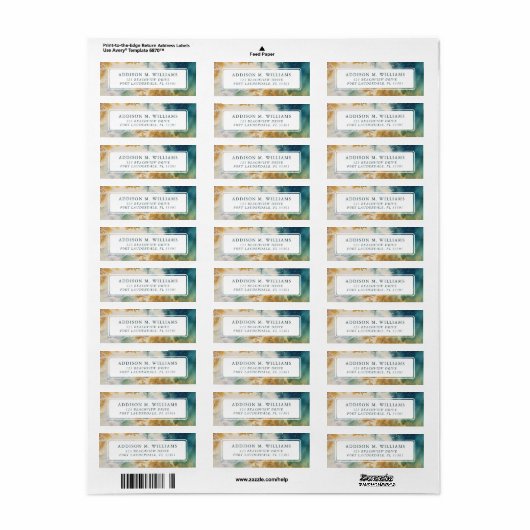  Sjabloon Waterverf Beach Return Etiket (Full Sheet)