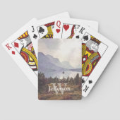 Sjabloon waterverf Mountain Lake Name en Initiaal Pokerkaarten (Achterkant)