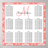 Sjabloon-weddenschapskabel Damask Coral Pink Poster (Voorkant)