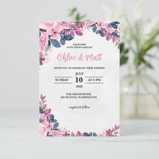 SJABLOON WEDING INVITATIES ONLINE ELEGANTE STROOM (Staand voorkant)