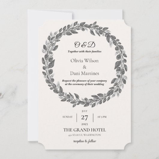 SJABLOON WEDING INVITATIES ONLINE Monogram Kaart (Voorkant)