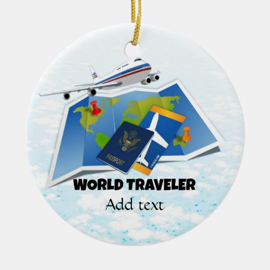 Sjabloon wereldreiziger keramisch ornament (Voorkant)