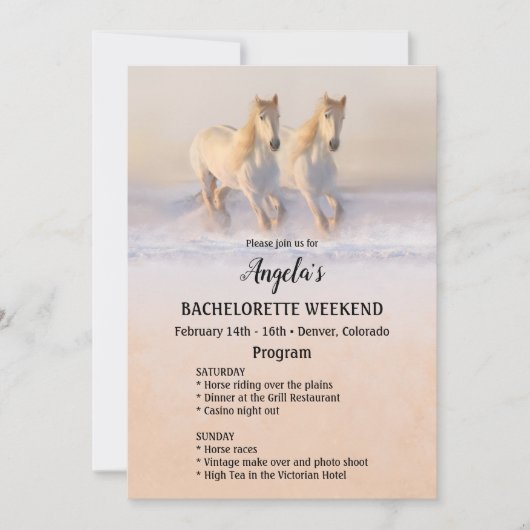 Sjabloon winterpaard Bachelorette Weekend Program Kaart (Voorkant)