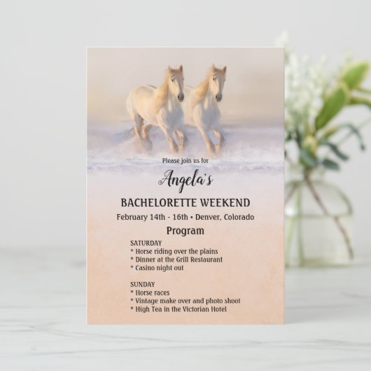 Sjabloon winterpaard Bachelorette Weekend Program Kaart (Staand voorkant)