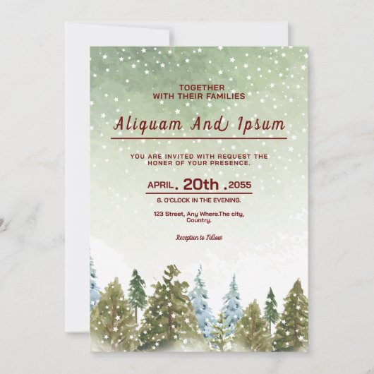 Sjabloon wintertrouwuitnodigingskaart kaart (Voorkant)