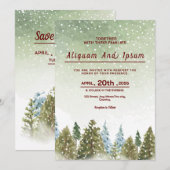 Sjabloon wintertrouwuitnodigingskaart kaart (Voorkant / Achterkant)