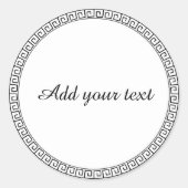 Sjabloon witte cirkel, fancy kader, ronde sticker (Voorkant)