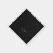 Sjabloon, witte tekst op diepzwart servet (Hoek)