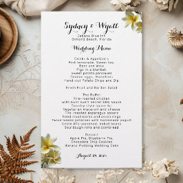 Sjabloon Yellow Plumeria Flowers Wedding Menu