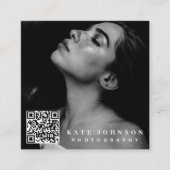 Sjabloon Zakelijke foto QR Code Social Media Icone Vierkante Visitekaartje (Voorkant)