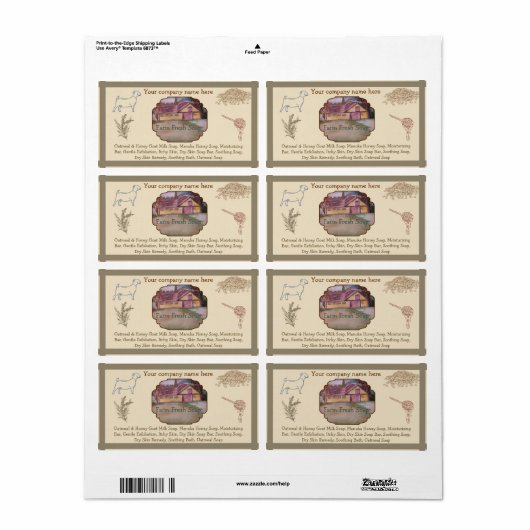 sjabloon zeepetiket etiket (Full Sheet)