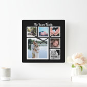 Sjabloon Zes fotocollage Vierkante Klok (Huis)