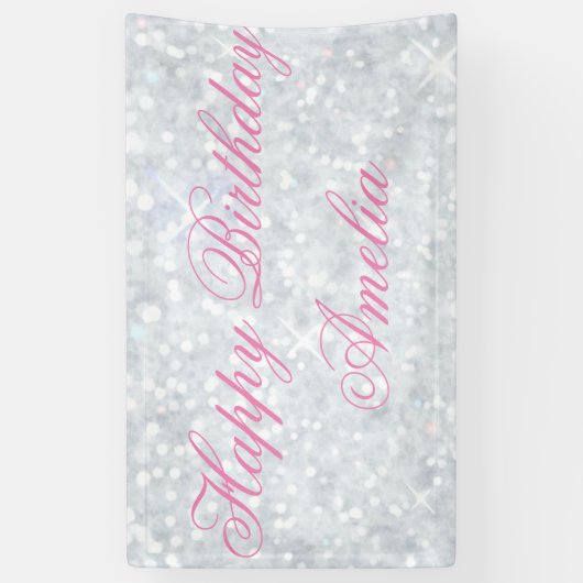 sjabloon,zilver,glitter,glanm,faux,prettige feestd spandoek (Verticaal)