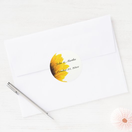 Sjabloon zonnebloemen ronde sticker (Envelop)