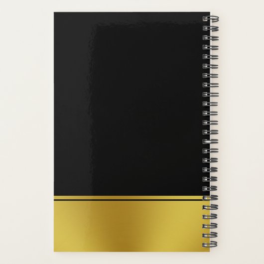 Sjabloon Zwart en Faux Goud Uw Logo Hier 2025 Planner (Achterkant)