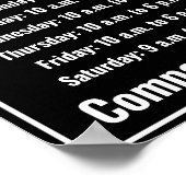 Sjabloon zwart en wit Je Logo hier - kantooruren Poster (Hoek)