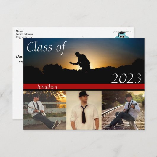 Sjabloon Zwart & Rood Afstuderen Foto (Voorkant / Achterkant)