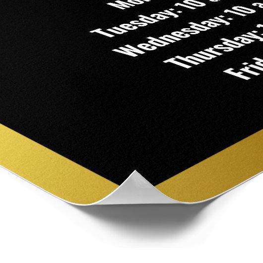 Sjabloon zwart Uw Logo in kantooruren Poster (Hoek)