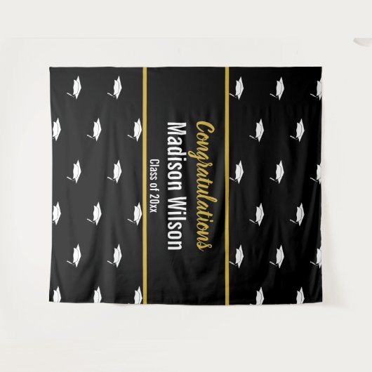 Sjabloon zwart-wit Afstuderen Wandkleed (Voorkant (horizontaal))