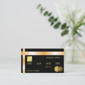 Sjabloon zwarte en goudcreditcard visitekaartje (Staand voorkant)