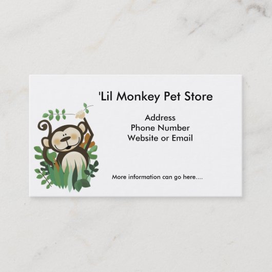 Sjabloonkaart voor een apenkaart Oerwoud Visitekaartje (Voorkant)