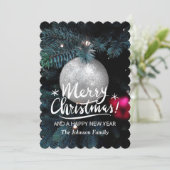 Sjabloonkaarten met handschrift Merry-kerstfoto's Feestdagenkaart (Staand voorkant)