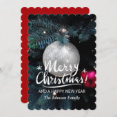 Sjabloonkaarten met handschrift Merry-kerstfoto's Feestdagenkaart (Voorkant / Achterkant)