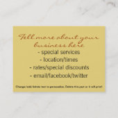 Sjabloonmake-up voor bonde schoonheidskaarten visitekaartje (Achterkant)