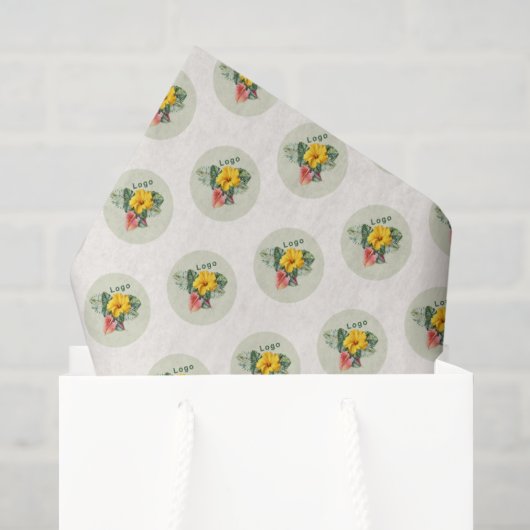 Sjabloonpatroon voor bedrijfslogo ecru tissuepapier (Cadeauzakje)