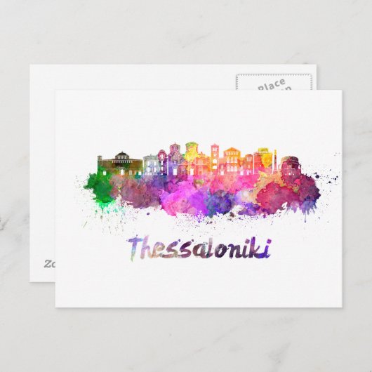 Sjalin Thessaloniki in waterverf Briefkaart (Voorkant / Achterkant)