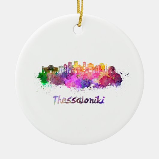 Sjalin Thessaloniki in waterverf Keramisch Ornament (Voorkant)