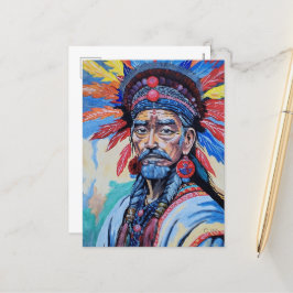 Sjamaan, tovenaar, beschermer, amulet, grootvader feestdagenkaart