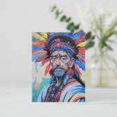 Sjamaan, tovenaar, beschermer, amulet, grootvader feestdagenkaart (Staand voorkant)