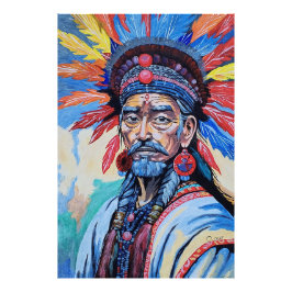 Sjamaan, tovenaar, beschermer, amulet, grootvader foto afdruk