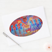 Sjamanistisch ritueel Huichol Ovale Sticker (Envelop)