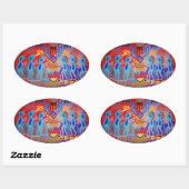 Sjamanistisch ritueel Huichol Ovale Sticker (Vel)