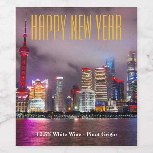 Sjanghai, China, Chinees Nieuwjaar Wijn Etiket (Enkel label)