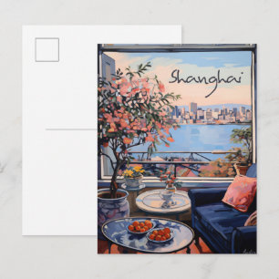 Sjanghai China Reisstad Kunst Schilderen Esthetisc Briefkaart