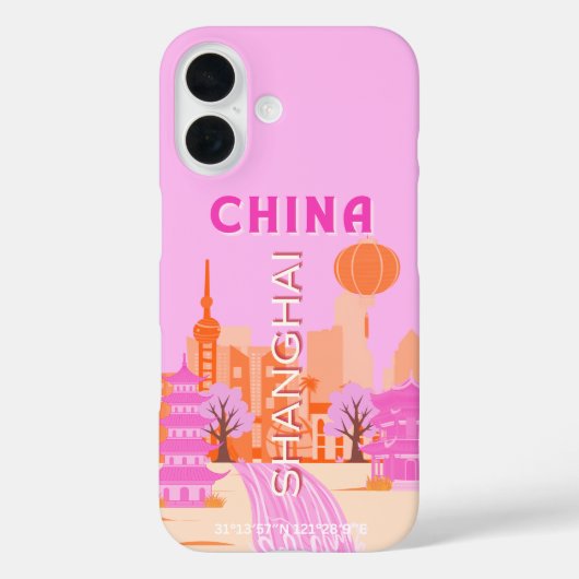 Sjanghai China Roze Reizen Kunst Case-Mate iPhone Case (Achterkant)